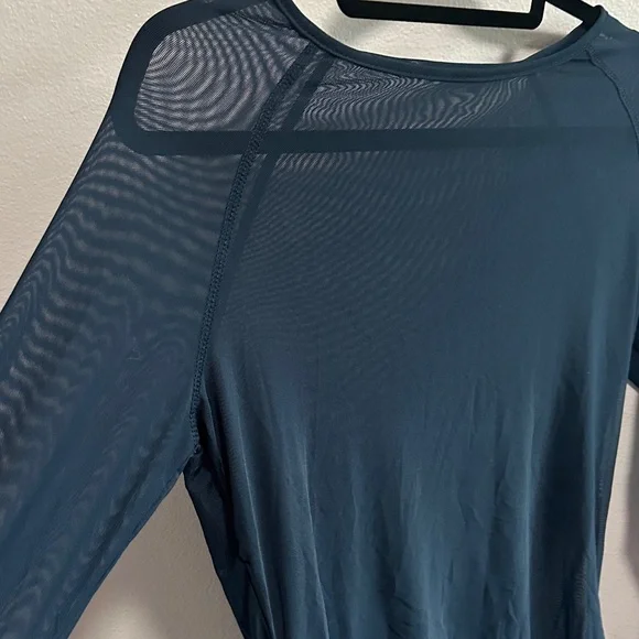Women's Blue Long-Sleeve Sheer Tee - Picture 6 of 6